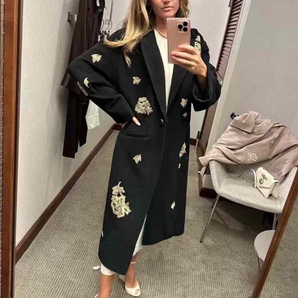 cinq a sept Jackets & Blazers - Cinq A Sept Gravis Ivy Embellished Coat Black Wool